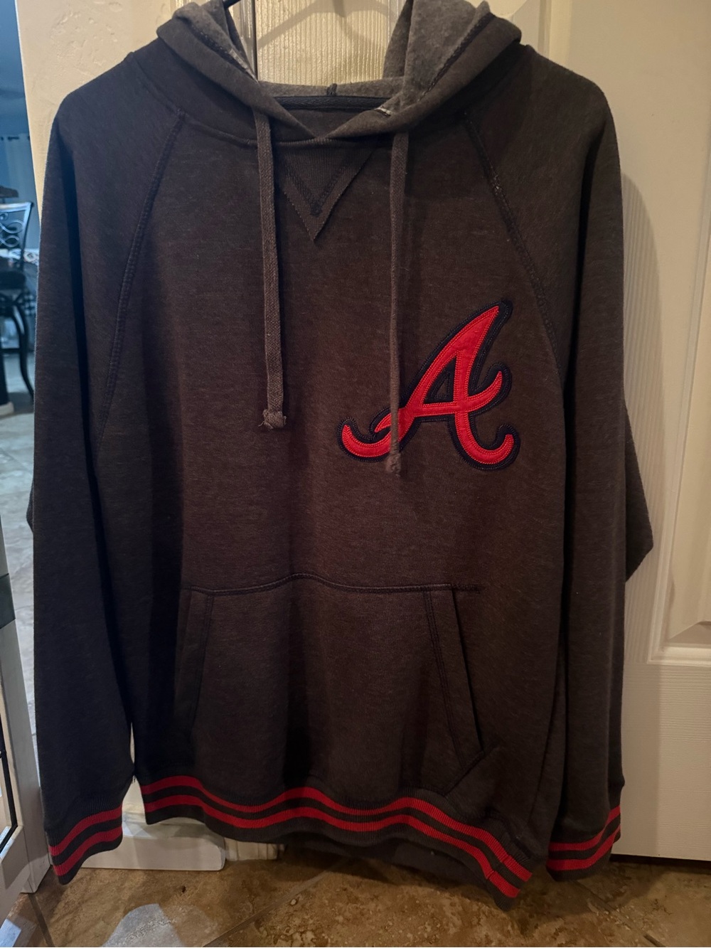 MLB Atlanta Braves Dark Gray Crewneck Sweater with Red Logo